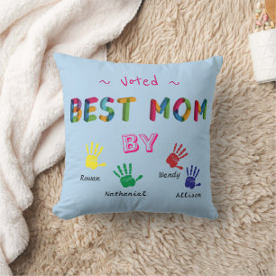 Zur besten Mama Hand Kunst Pastellblau Personalisi Kissen
