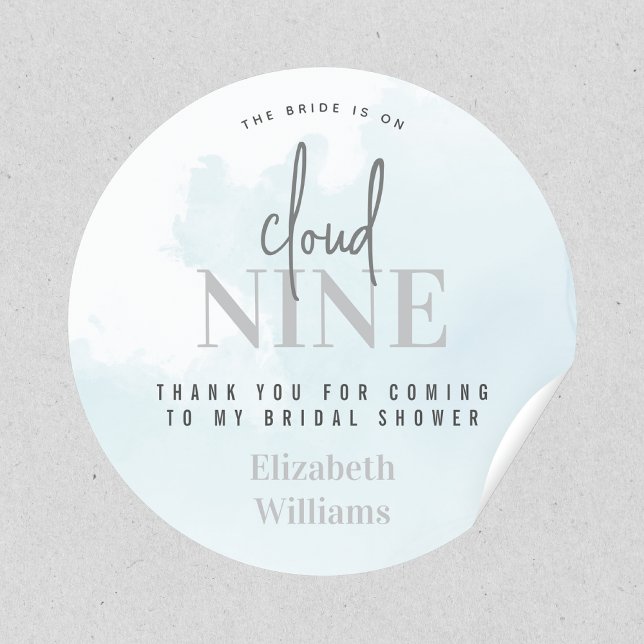 Zur Cloud 9 Vielen Dank für Ihr Kommen Brautparty Runder Aufkleber (the bride is on cloud nine thank you for coming to my bridal shower sticker)