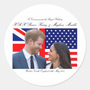 Zur Erinnerung an die königliche Hochzeit Harry un Runder Aufkleber