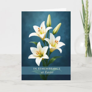 Zur Erinnerung an Ostern Weiße Lilien auf Blau Karte