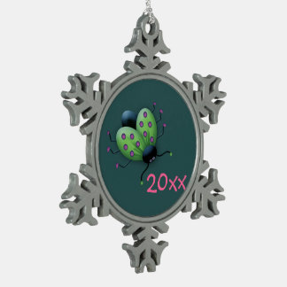 Zur Erinnerung Limone grüne Schneeflocken Zinn-Ornament