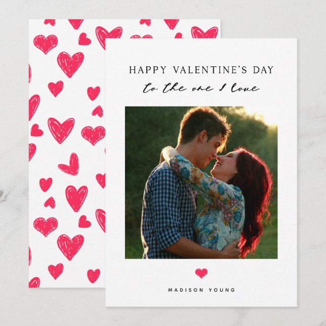 Zur Fotokarte "One I Liebe Red Heart Valentine" (Vorne/Hinten)