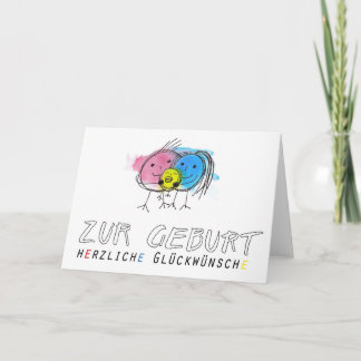 Zur Geburt: Glückwunschkarte Kopffüsslerfamilie Karte