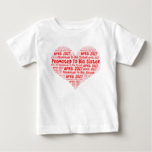 Zur großen Schwester befördert April 2027 Herz Baby T-shirt