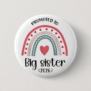 Zur großen Schwester befördert Süßes 2026 Baby Button