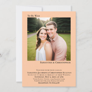 Zur Hochzeit Minimalistische Koralle-Pfirsich-Foto Einladung
