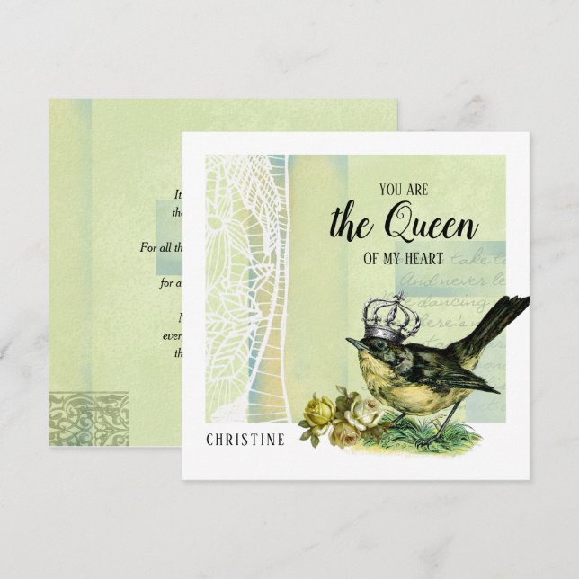 Zur Königin meines Herzens. Valentinstag Karten (Vorne/Hinten)