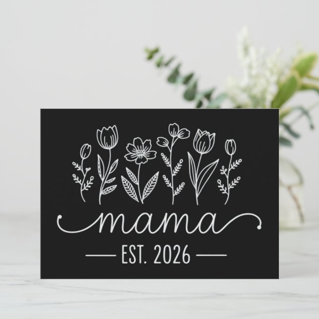 Zur Mama befördert 2026 Schwangerschaft Blumen Neu Einladung (Stehend Vorderseite)