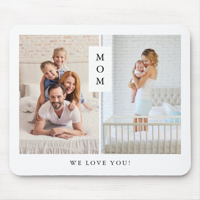 Zur Mama | Modernes Zwei-Foto-Gitter Mousepad (Vorne)