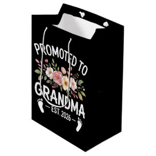 Zur Oma befördert 2026 Erste Nana Floral Mittlere Geschenktüte