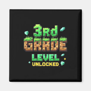 Zur Schule 3. Klasse freigeschaltet Jungen Gamer P Magnet