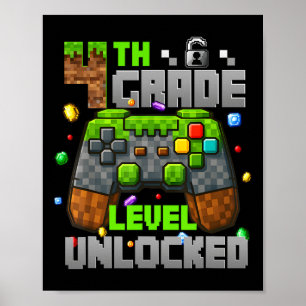 Zur Schule 4. Klasse freigeschalteter Gamer Kids B Poster