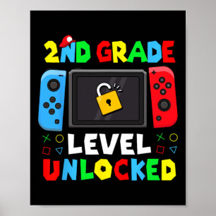 Zur Schule Ck 2. Klasse freigeschaltet Gamer Kinde Poster