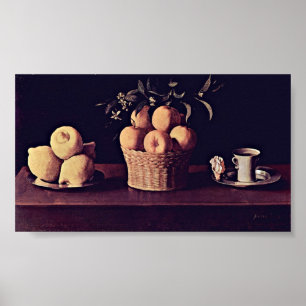 Zurbaran de Francisco - Lemonoranges und Rose Poster