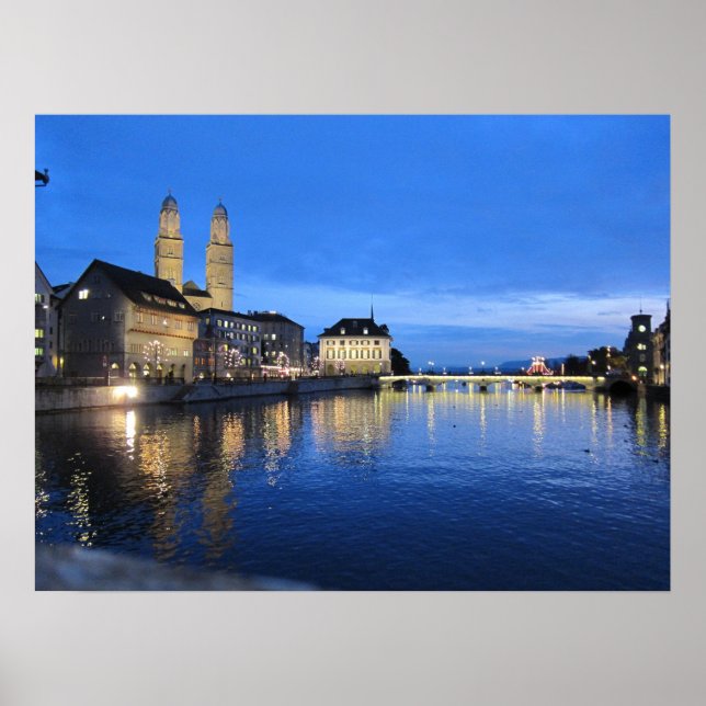 Zürich bei der Dusk Print Poster (Vorne)