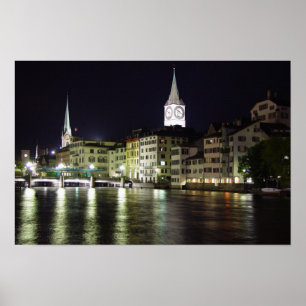 Zürich, Fluss der Schweiz Limmat - Druck Poster
