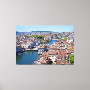 Zürich. Panorama vom Grossmunster Turm Leinwanddruck