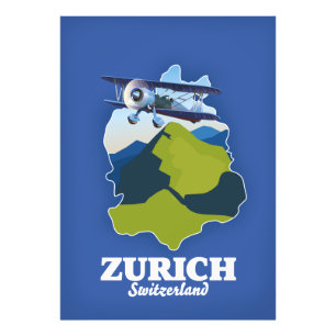 Zürich Region Schweiz Karte Fotodruck