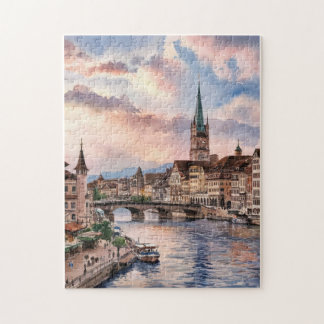 Zürich Schweiz Aquarellmalerei