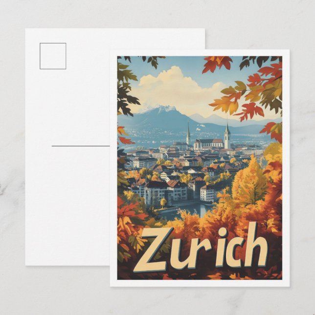 Zurich Schweiz Kunst, Dichtung und Musik Postkarte (Vorne/Hinten)