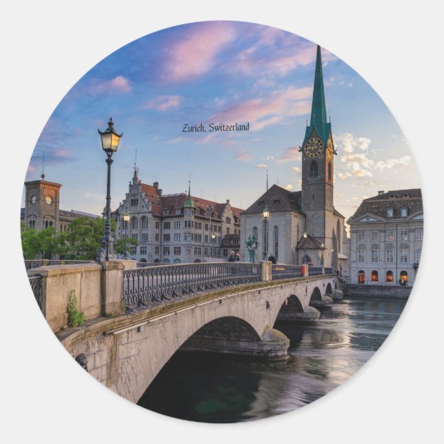 Zürich, Schweiz landschaftliches Foto Runder Aufkleber (Vorderseite)