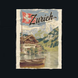 Zürich Schweiz Malerische Reise Vintag Fleecedecke<br><div class="desc">Zurich Retrovektor-Reisedesign. Die malerischen Gassen der Altstadt,  auf beiden Seiten des Flusses Limmat,  spiegeln ihre prämittelalterliche Geschichte wider.</div>