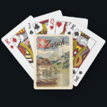 Zürich Schweiz Malerische Reise Vintag Spielkarten<br><div class="desc">Zurich Retrovektor-Reisedesign. Die malerischen Gassen der Altstadt,  auf beiden Seiten des Flusses Limmat,  spiegeln ihre prämittelalterliche Geschichte wider.</div>