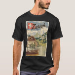 Zürich Schweiz Malerische Reise Vintag T-Shirt<br><div class="desc">Zurich Retrovektor-Reisedesign. Die malerischen Gassen der Altstadt,  auf beiden Seiten des Flusses Limmat,  spiegeln ihre prämittelalterliche Geschichte wider.</div>