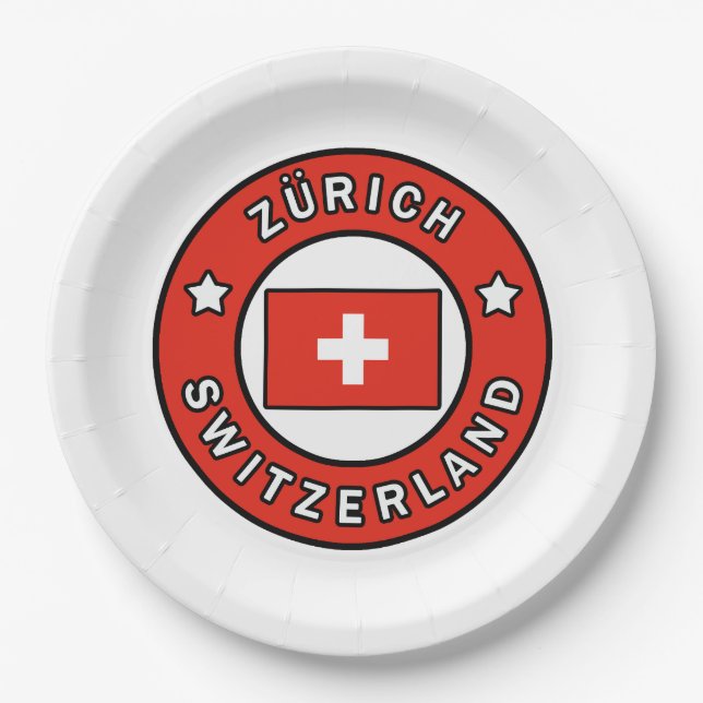 Zürich Schweiz Pappteller (Vorderseite)