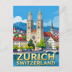 Zürich Schweiz Reise Seeblicke Postkarte