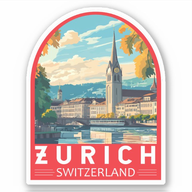 Zürich Schweiz Reisen Aufkleber (Vorderseite)
