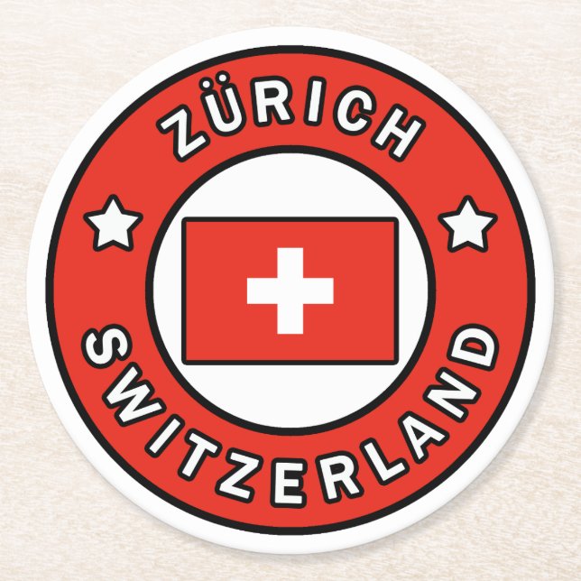 Zürich Schweiz Runder Pappuntersetzer (Vorderseite)
