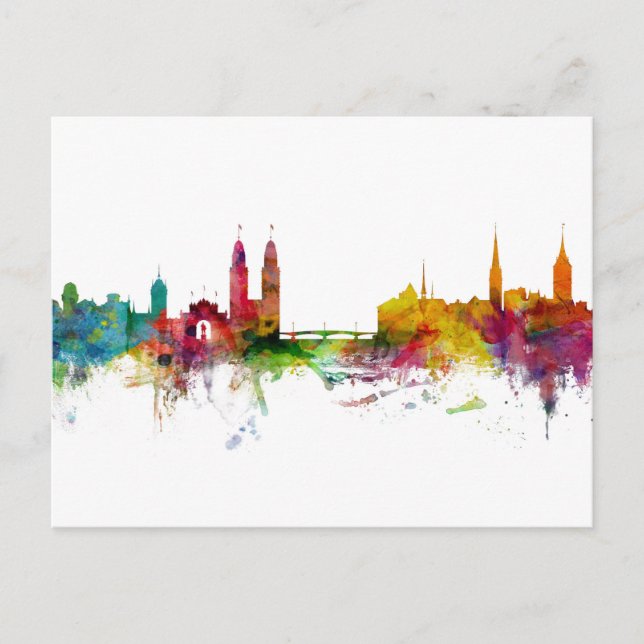 Zürich Schweiz Skyline Postkarte (Vorderseite)