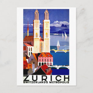 Zürich, Schweiz Stadt, Kirche, Jahrgang Postkarte