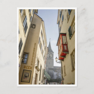 Zürich Schweiz Uhrturm & Bierschild Postkarte