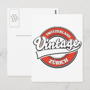 Zürich Schweiz vintage Logo Postkarte