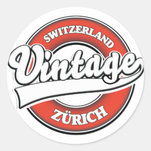 Zürich Schweiz Vintage-Style-Logo Runder Aufkleber