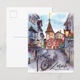 Zürich Schweiz Wasserfarbenmalerei Reisen Postkarte