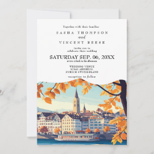 Zurich Suisse Faire-part de mariage Retro