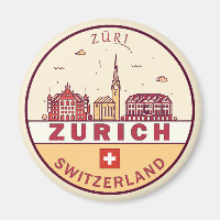 Zurich Switzerland City Skyline Emblem