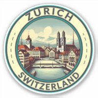 Zurich Switzerland Illustration Travel Art Abzeich