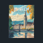 Zurich Switzerland Reisen Vintag Fleecedecke<br><div class="desc">Zurich Retrovektor-Reisedesign. Die malerischen Gassen der Altstadt,  auf beiden Seiten des Flusses Limmat,  spiegeln ihre prämittelalterliche Geschichte wider.</div>