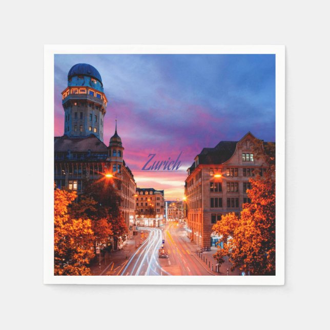 Zurich Switzerland Sunset Serviette (Vorderseite)