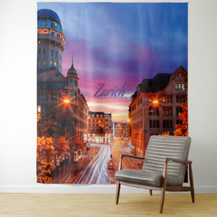 Zurich Switzerland Sunset Wandteppich
