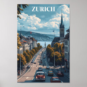 Zurich Switzerland Vintage Kunstreise Poster