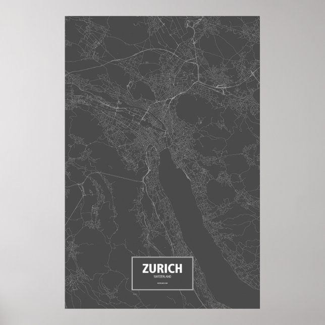 Zurich, Switzerland (white on black) Poster (Vorne)