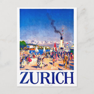 Zürich, Touristenschiff an der Anlegestelle der St Postkarte