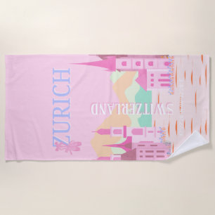 Zurich Travel Art, Schweiz Reisen Kunst, Rosa Strandtuch