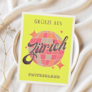 Zurich Zürich Suisse néon disco Carte postale