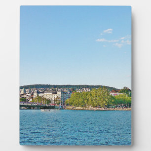 Zürichsee, Aussicht auf die Brücke Bellewue Fotoplatte